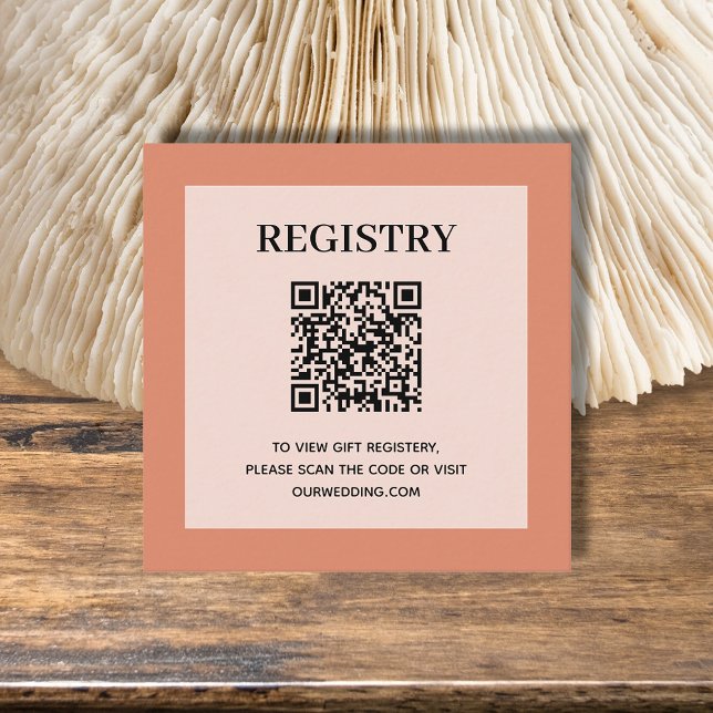QR Code Coral Begleitkarte (Coral wedding or bridal shower registry enclosure card with QR Code - 2.5" x 2.5")