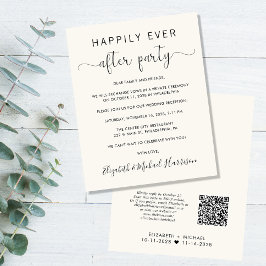 QR Code Cream Wedding Reception Einladung