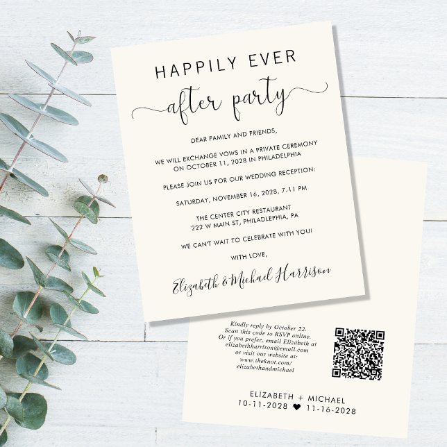 QR Code Cream Wedding Reception Einladung (Von Creator hochgeladen)