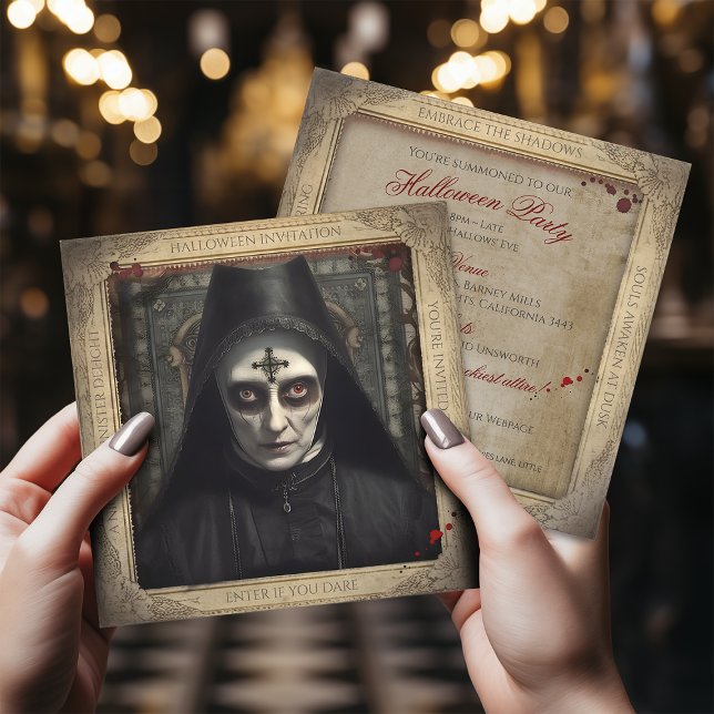 QR-Code Creepy Nun Lunatic Asylum Halloween Einladung (Von Creator hochgeladen)