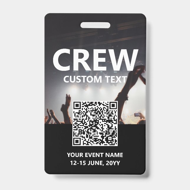 Qr Code Crew Access Pass Custom Event Abzeichen Ausweis (Vorderseite)