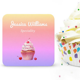 QR-Code Cupcake Zuhause-Bäckereileuchte Quadratische Visitenkarte