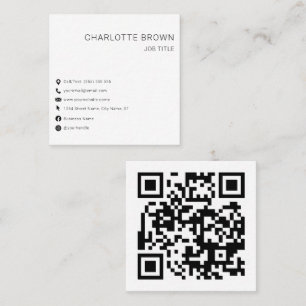 QR-Code Custom Modern White Beruflich Quadratische Visitenkarte
