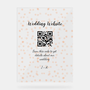 QR-Code der Hochzeitwebsite für Details orange Acrylschild