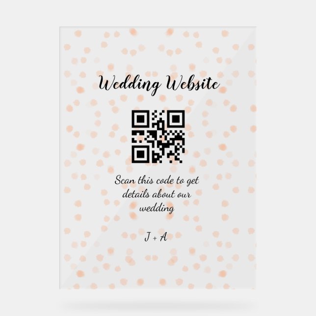 QR-Code der Hochzeitwebsite für Details orange Acrylschild (Vorderseite)