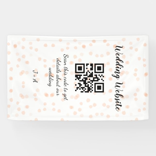 QR-Code der Hochzeitwebsite für Details orange Banner (Horizontal)