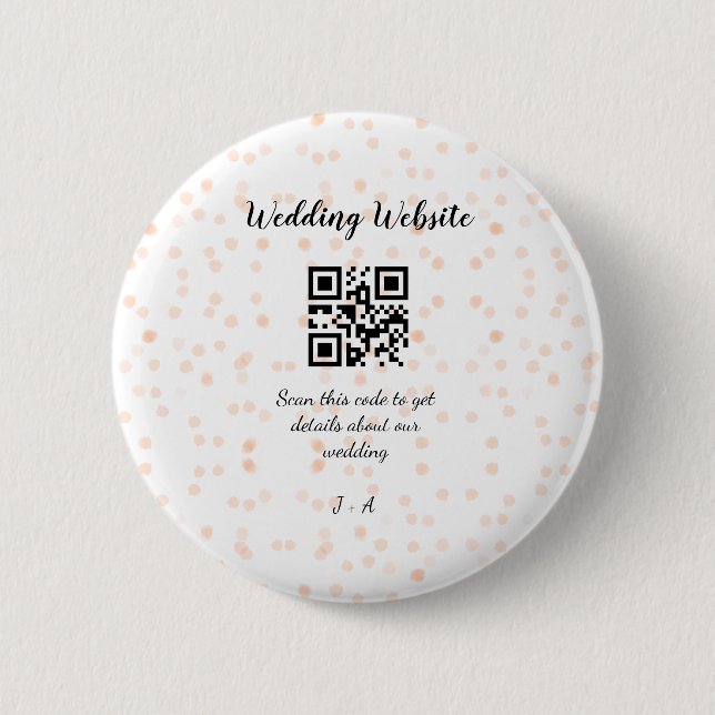 QR-Code der Hochzeitwebsite für Details orange Button (Vorderseite)