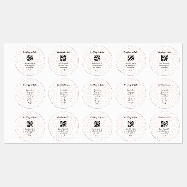 QR-Code der Hochzeitwebsite für Details orange Etiketten (Blatt)
