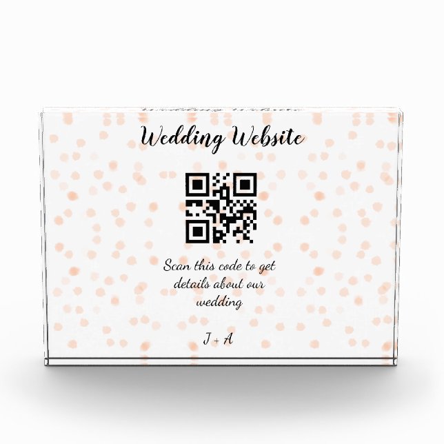 QR-Code der Hochzeitwebsite für Details orange Fotoblock (Vorderseite)