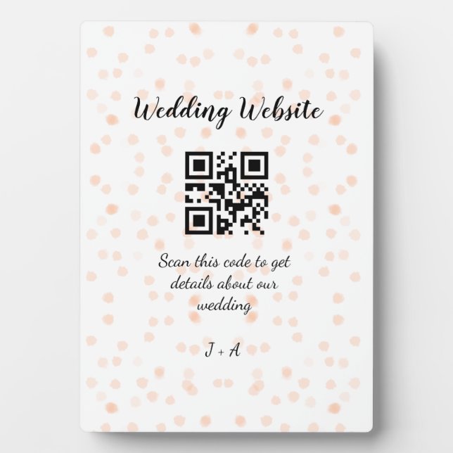 QR-Code der Hochzeitwebsite für Details orange Fotoplatte (Vorderseite)
