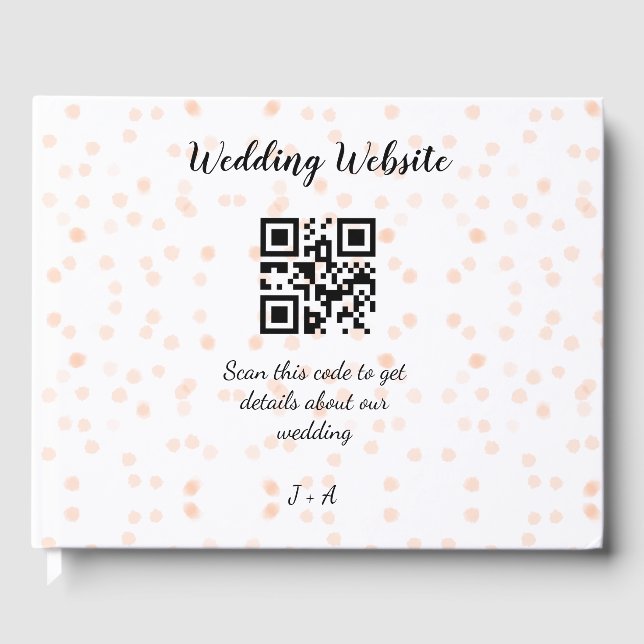 QR-Code der Hochzeitwebsite für Details orange Gästebuch (Vorderseite)