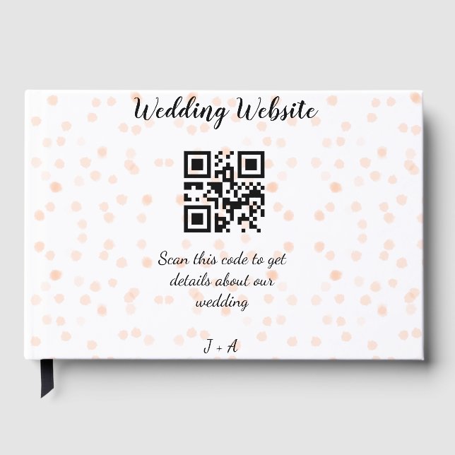 QR-Code der Hochzeitwebsite für Details orange Gästebuch (Vorderseite)