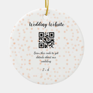 QR-Code der Hochzeitwebsite für Details orange Keramik Ornament