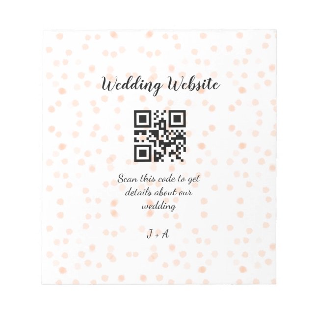 QR-Code der Hochzeitwebsite für Details orange Notizblock (Vorderseite)