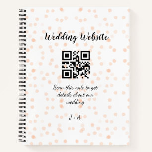 QR-Code der Hochzeitwebsite für Details orange Notizbuch
