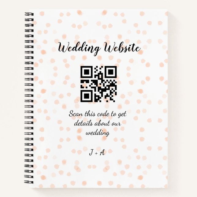 QR-Code der Hochzeitwebsite für Details orange Notizbuch (Vorderseite)