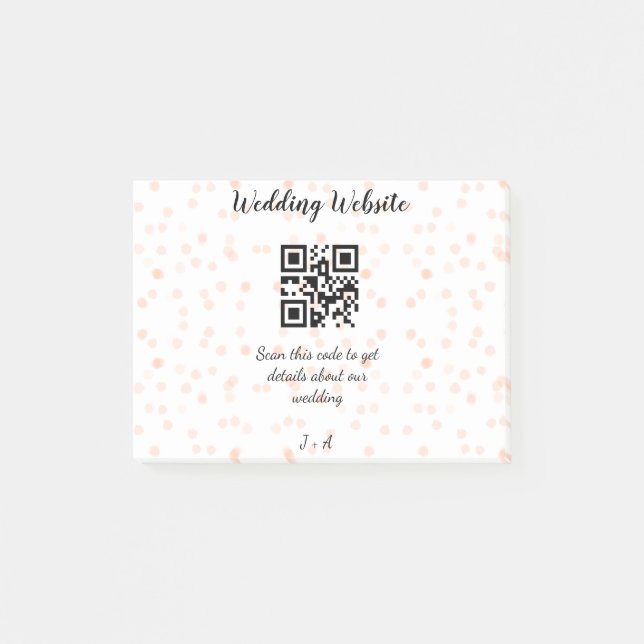 QR-Code der Hochzeitwebsite für Details orange Post-it Klebezettel (Vorderseite)