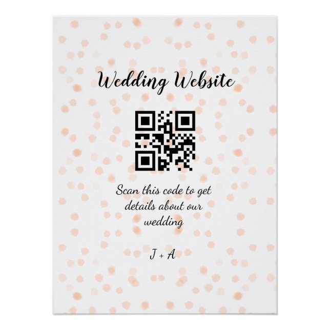 QR-Code der Hochzeitwebsite für Details orange Poster (Vorderseite)