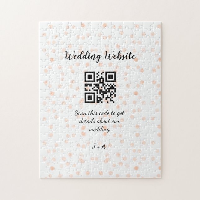 QR-Code der Hochzeitwebsite für Details orange Puzzle (Vertikal)