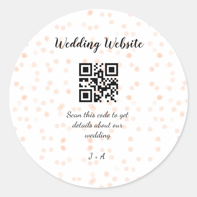 QR-Code der Hochzeitwebsite für Details orange Runder Aufkleber (Vorderseite)