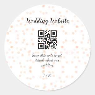 QR-Code der Hochzeitwebsite für Details orange Runder Aufkleber