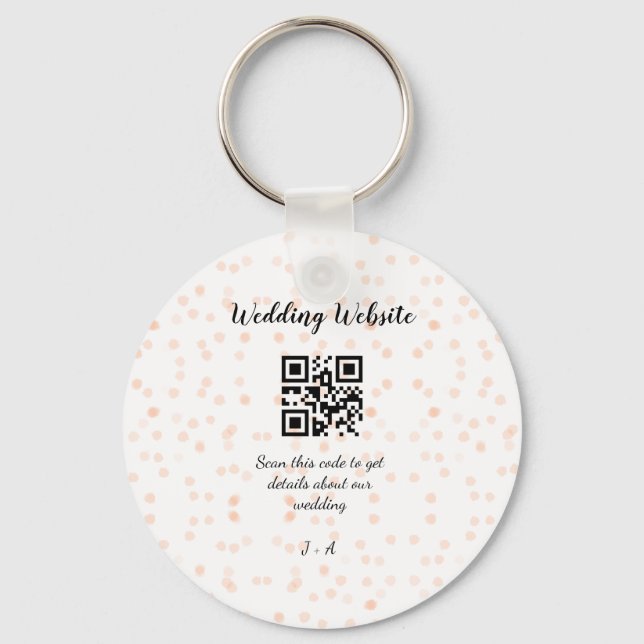 QR-Code der Hochzeitwebsite für Details orange Schlüsselanhänger (Vorderseite)