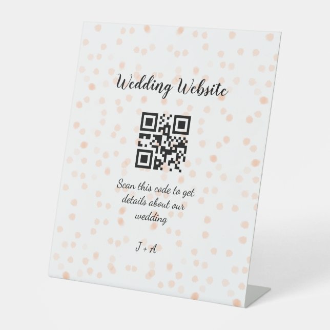 QR-Code der Hochzeitwebsite für Details orange Sockelschild (Vorderseite)