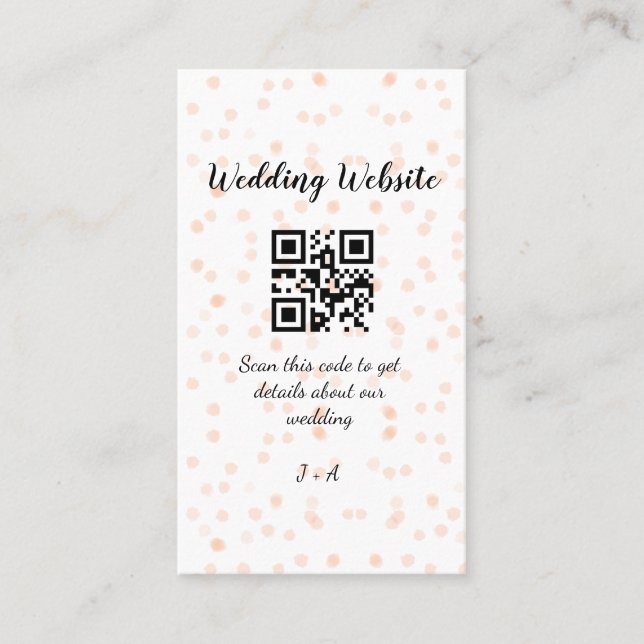 QR-Code der Hochzeitwebsite für Details orange Visitenkarte (Vorderseite)