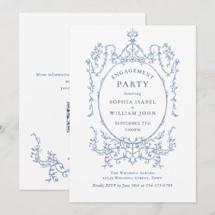 QR-Code der viktorianischen Dusty Blue ENGAGEMENT Einladung