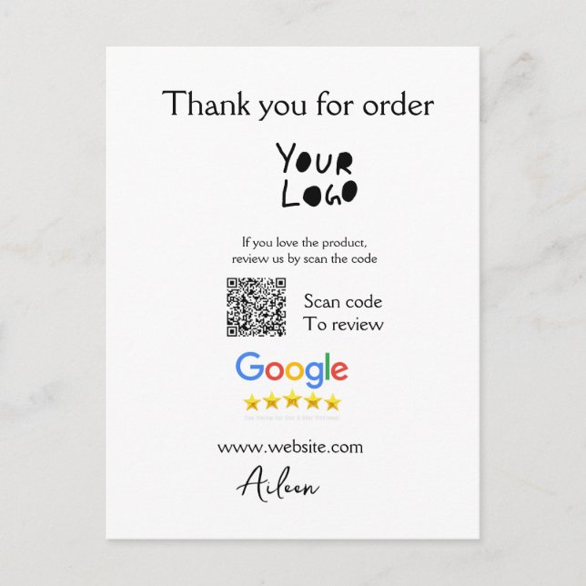 QR-Code der Website des Google-Reviews Postkarte (Vorderseite)