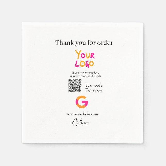 QR-Code der Website des Google-Reviews Serviette (Vorderseite)