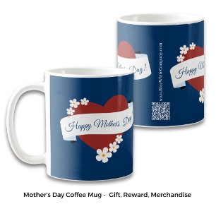 QR-Code des Banners "Red Heart Happy Mother's Day" Kaffeetasse