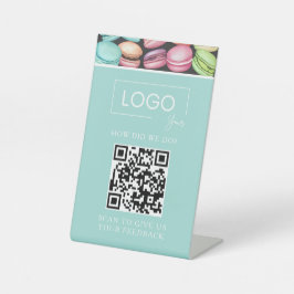 QR-Code des Kunden | Französischer Macaron Mint Sockelschild
