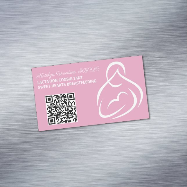 QR-Code des Lactatberaters Stillen Rosa Stillen Magnetische Visitenkarte (Beispiel)