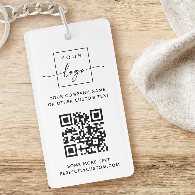 QR-Code des Logos, benutzerdefinierte Texte weiß o Schlüsselanhänger (Logo QR code custom text white or any color Keychain)