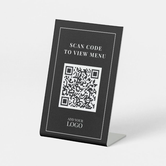 QR-Code des modernen Scan-Menüs Sockelschild (Vorderseite)