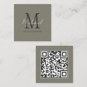 QR-Code des modernen Zinnmonogramms Quadratische Visitenkarte