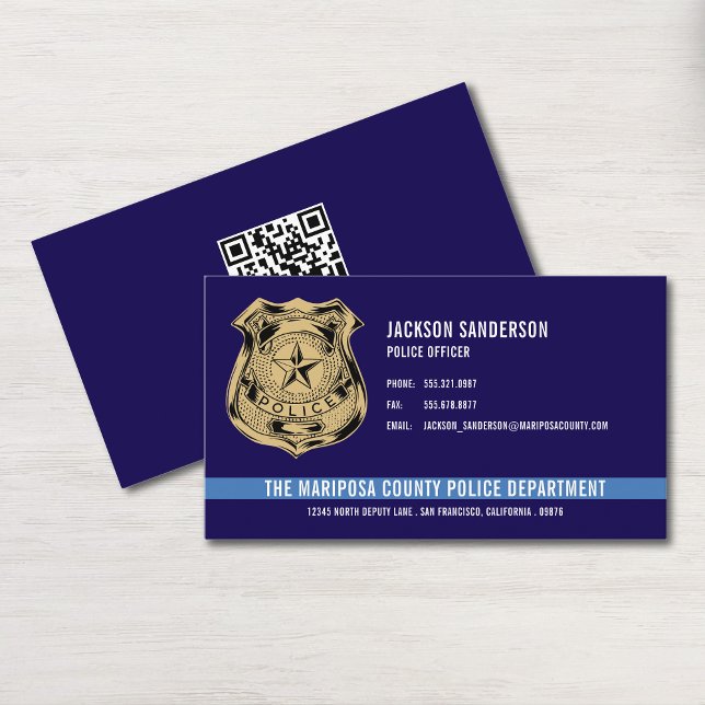 QR-Code des Polizeiamts Visitenkarte (Custom Police Department Law Enforcement Logo Business Card)
