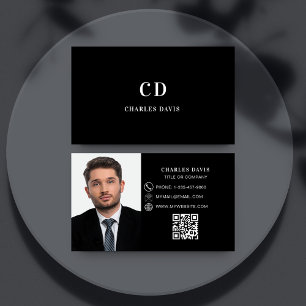 Qr-Code des Schwarz-weißen Fotos Visitenkarte