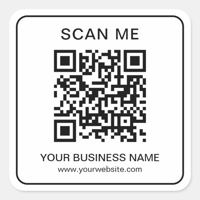 QR-Code des Unternehmens Url Black Simple Quadratischer Aufkleber (Vorderseite)
