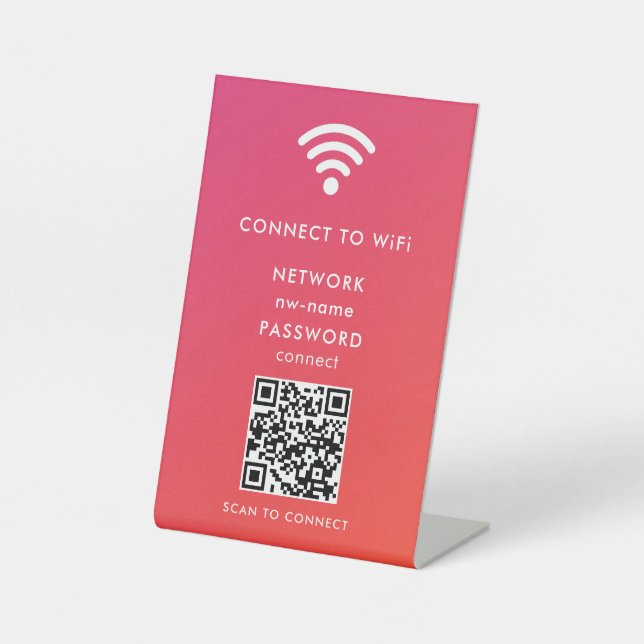 QR-Code des WiFi-Netzwerks scannen, um das Interne Sockelschild (Vorderseite)