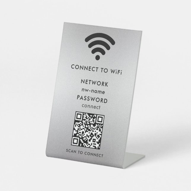 QR-Code des WiFi-Netzwerks scannen, um das Interne Sockelschild (Vorderseite)