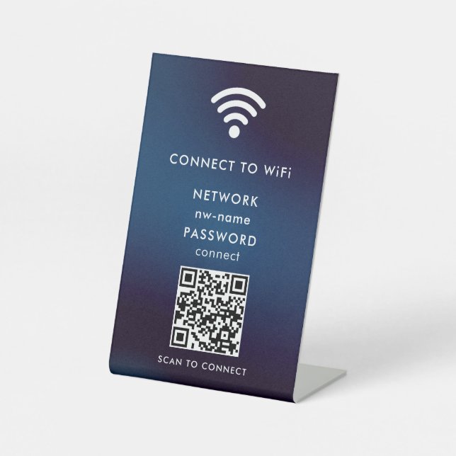 QR-Code des WiFi-Netzwerks scannen, um das Interne Sockelschild (Vorderseite)
