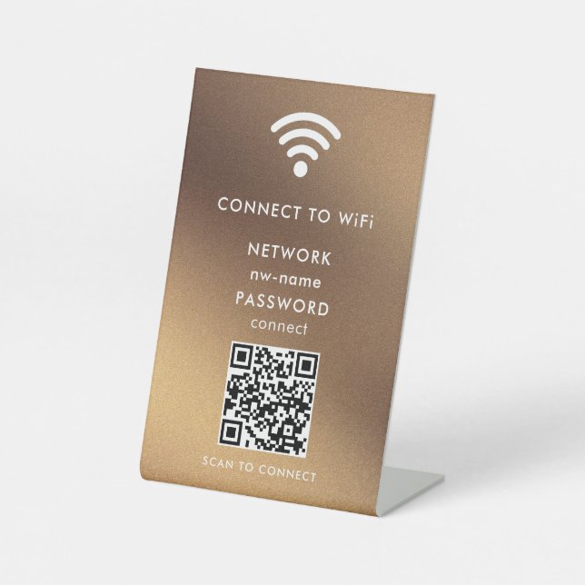 QR-Code des WiFi-Netzwerks scannen, um das Interne Sockelschild (Vorderseite)
