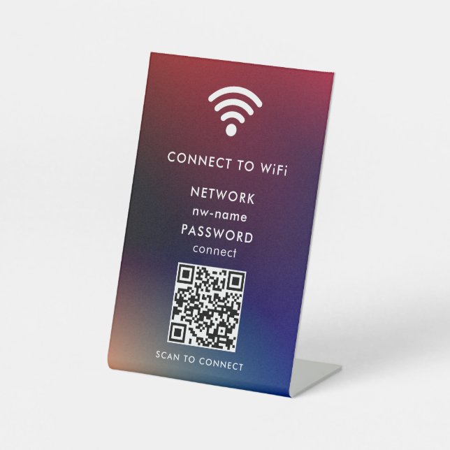 QR-Code des WiFi-Netzwerks scannen, um das Interne Sockelschild (Vorderseite)