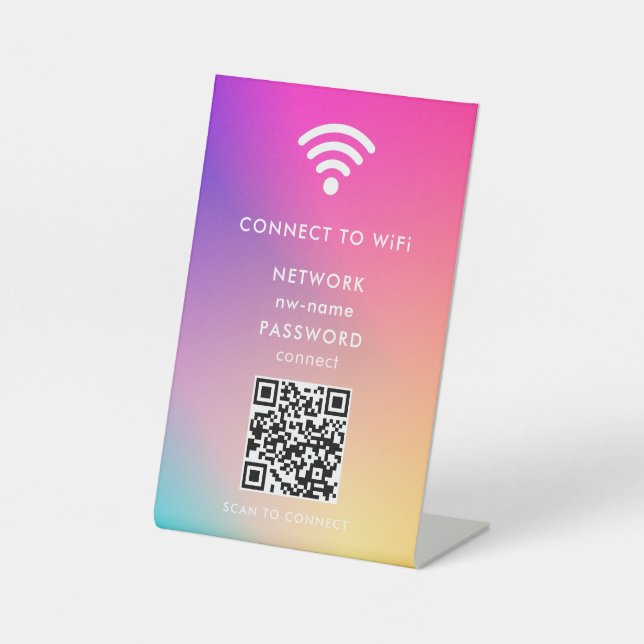 QR-Code des WiFi-Netzwerks scannen, um das Interne Sockelschild (Vorderseite)