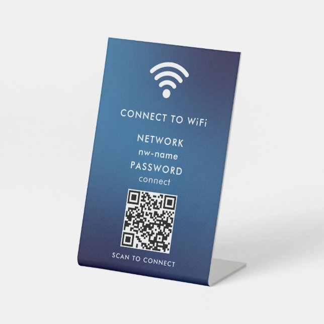 QR-Code des WiFi-Netzwerks scannen, um das Interne Sockelschild (Vorderseite)