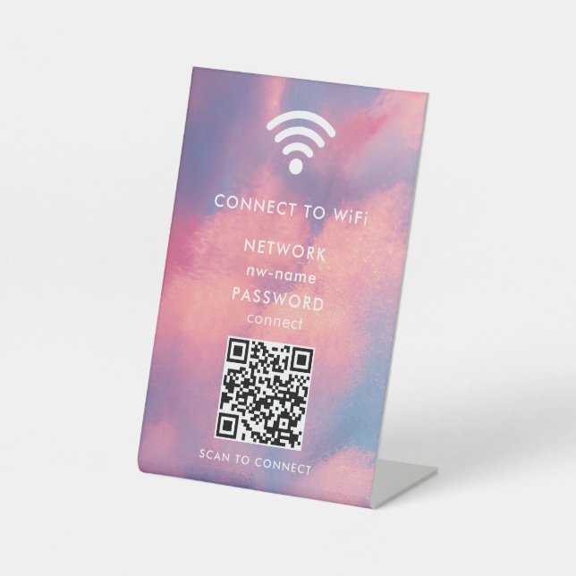 QR-Code des WiFi-Netzwerks scannen, um das Interne Sockelschild (Vorderseite)