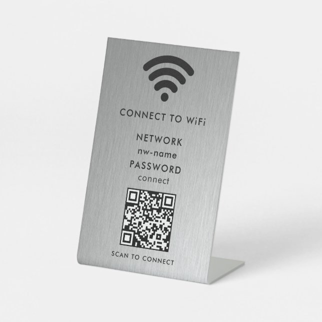 QR-Code des WiFi-Netzwerks scannen, um das Interne Sockelschild (Vorderseite)