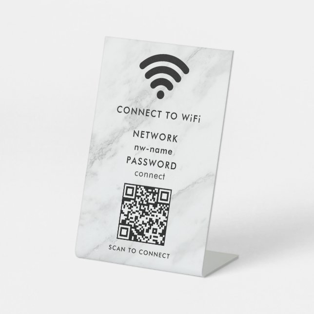 QR-Code des WiFi-Netzwerks scannen, um das Interne Sockelschild (Vorderseite)